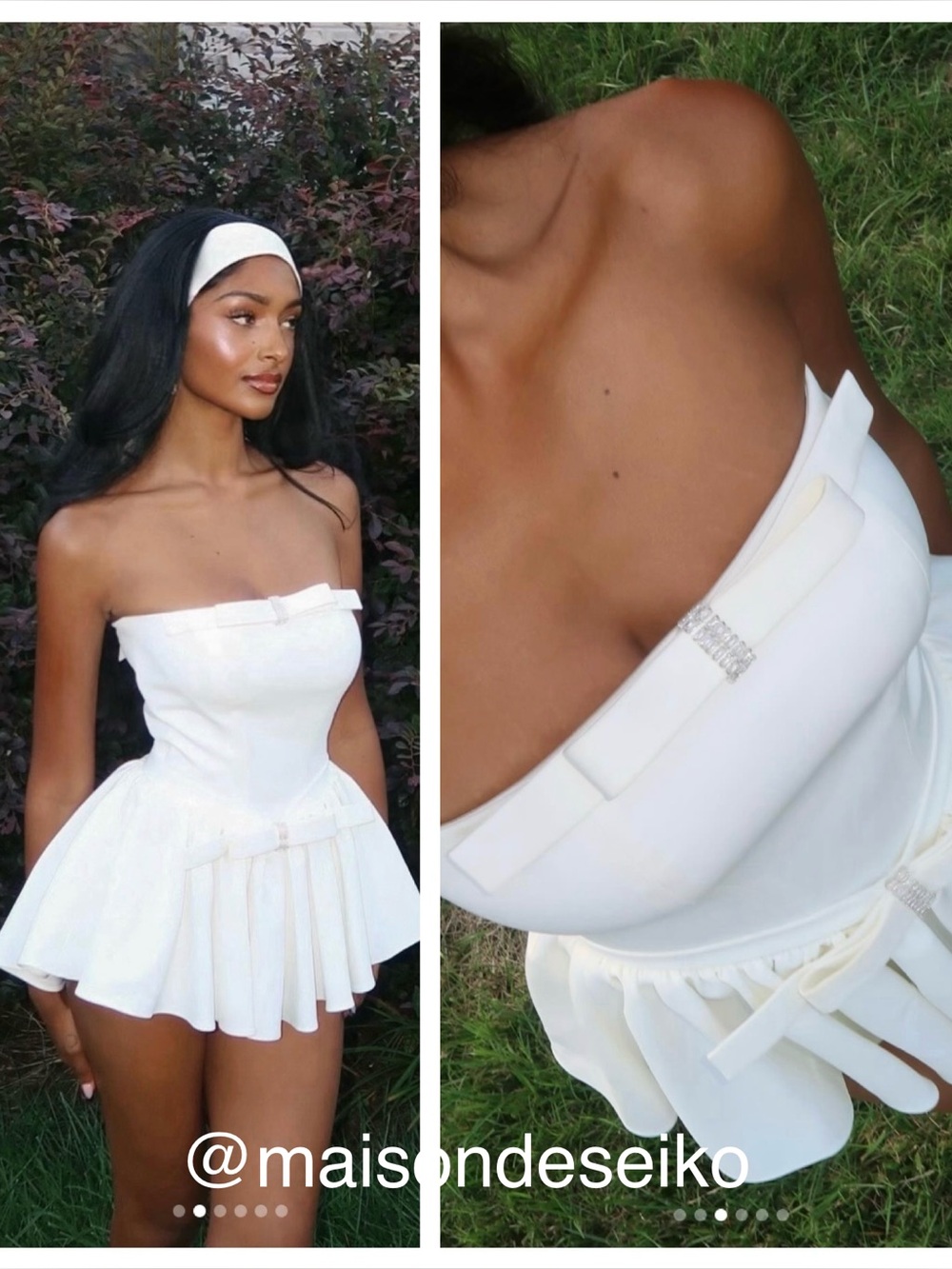 NWT Nana Jacqueline Mini Dress White Strapless Giselle Bow Jumpsuit Romper S